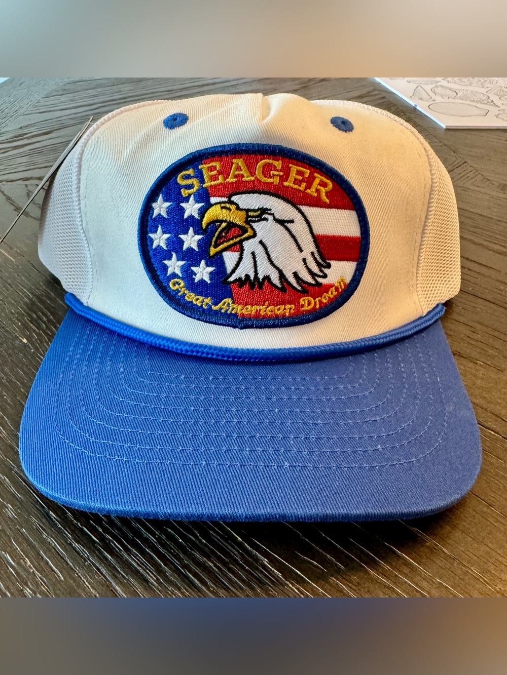 Seager “great American Dream” Eagle Patch Rope SnapBack Hat. OSFM. NWT